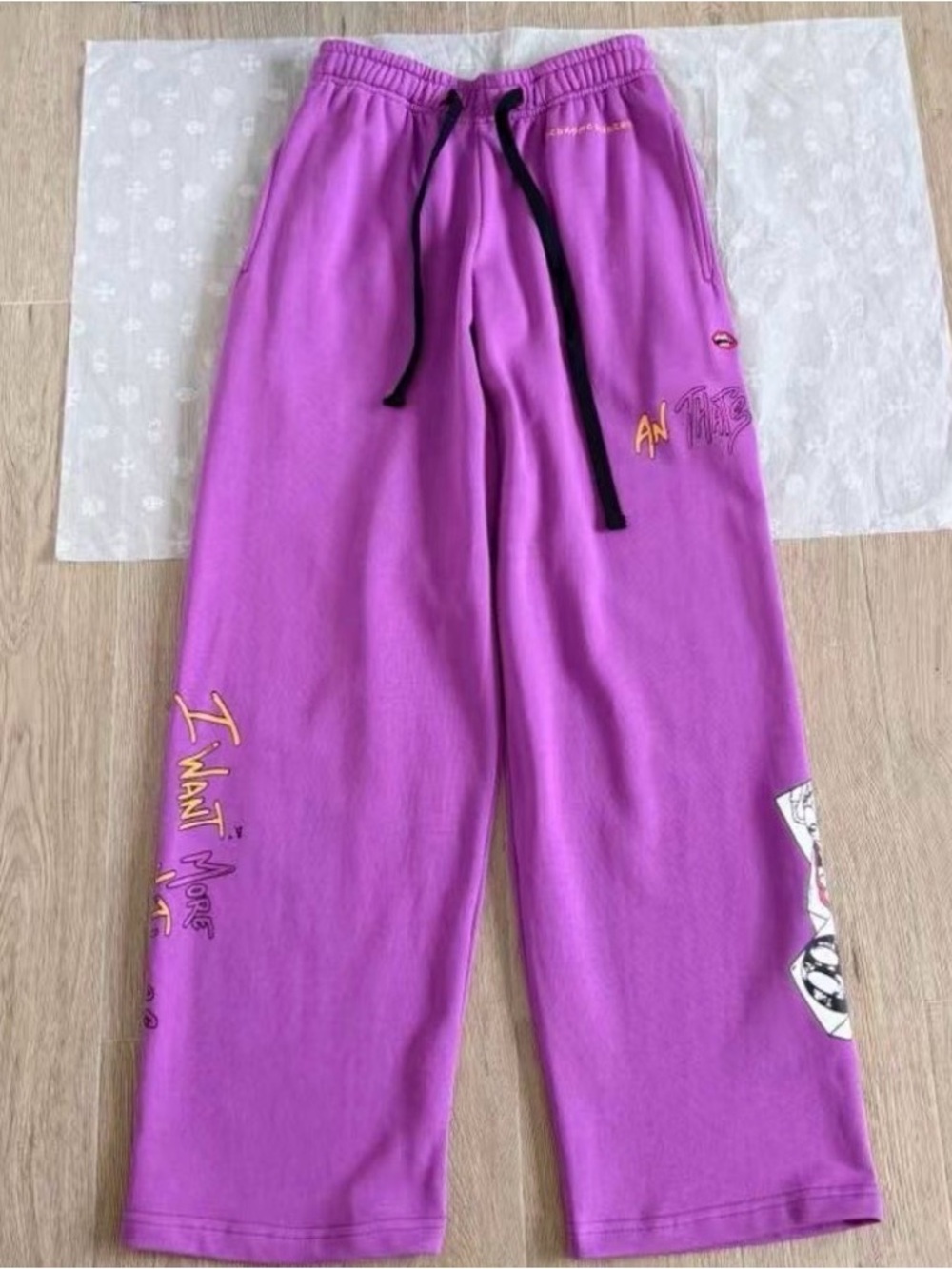 Chrome Hearts Purple Graphic Sweatpants with Black Drawstring
